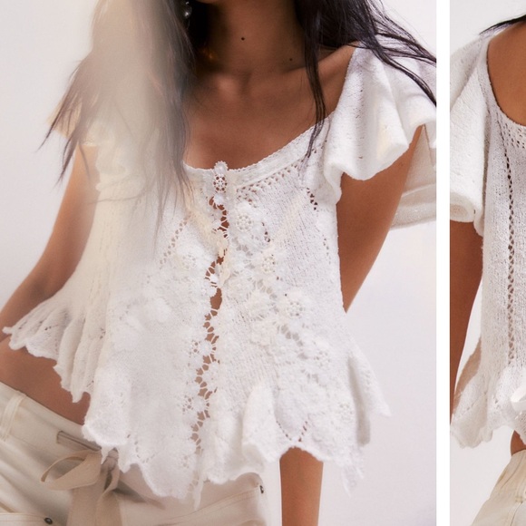 NWT Free People Lace Party Sweater, XS - Picture 1 of 6